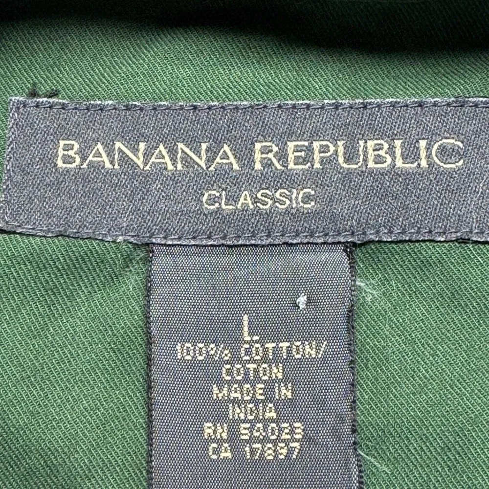 Banana Republic Mens Large Green Cotton Classic Long Sleeve Button Down Shirt L